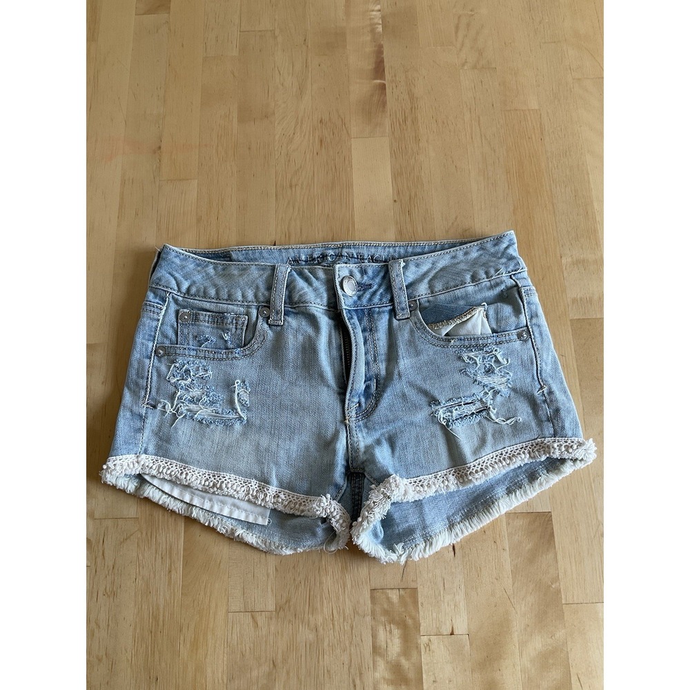 American Eagle Outfitter Shortie‎ Jeans Distressed Tassels Size 2